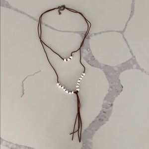 Boho Pearl and Leather Necklace